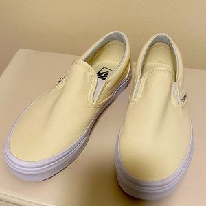 VANS white classic slip on canvas shoes
